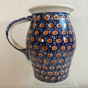 Vintage Boleslawiec Poland Polish Ceramiki Pottery Stoneware Water Pitcher Jug